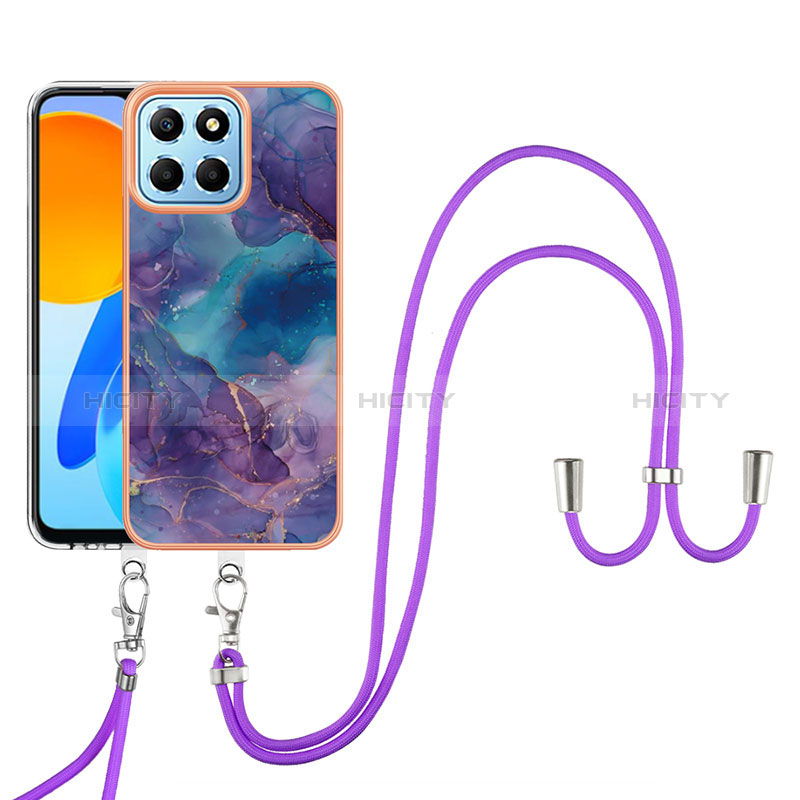 Handyhülle Silikon Hülle Gummi Schutzhülle Flexible Modisch Muster mit Schlüsselband Lanyard Y07B für Huawei Honor 70 Lite 5G