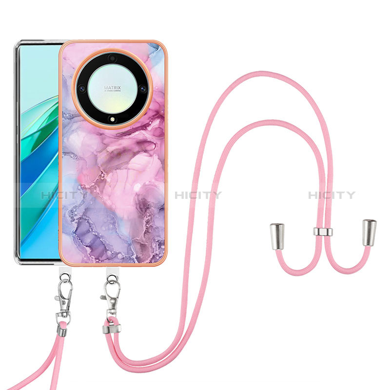 Handyhülle Silikon Hülle Gummi Schutzhülle Flexible Modisch Muster mit Schlüsselband Lanyard Y07B für Huawei Honor Magic5 Lite 5G