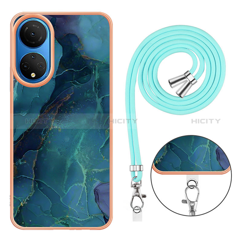 Handyhülle Silikon Hülle Gummi Schutzhülle Flexible Modisch Muster mit Schlüsselband Lanyard Y07B für Huawei Honor X7 groß