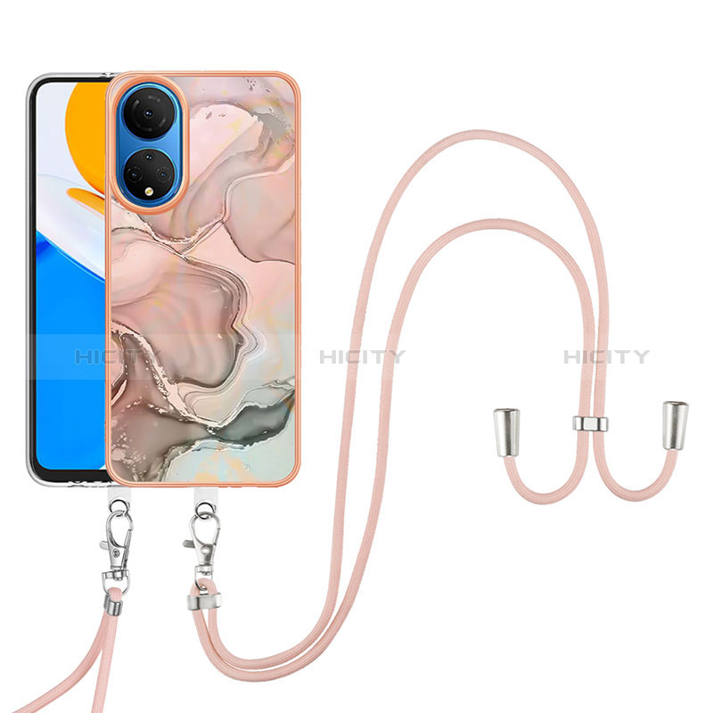 Handyhülle Silikon Hülle Gummi Schutzhülle Flexible Modisch Muster mit Schlüsselband Lanyard Y07B für Huawei Honor X7 groß