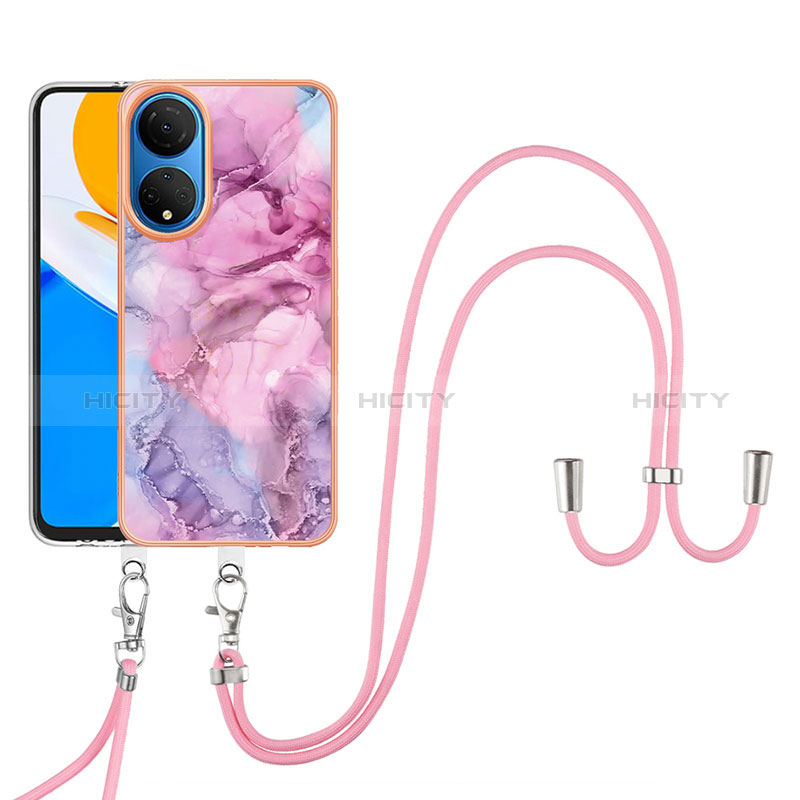 Handyhülle Silikon Hülle Gummi Schutzhülle Flexible Modisch Muster mit Schlüsselband Lanyard Y07B für Huawei Honor X7 groß