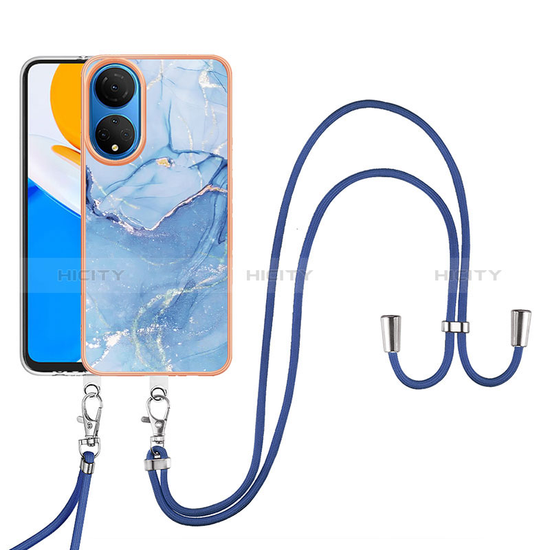 Handyhülle Silikon Hülle Gummi Schutzhülle Flexible Modisch Muster mit Schlüsselband Lanyard Y07B für Huawei Honor X7 groß