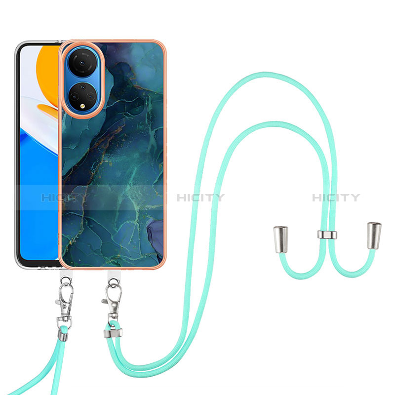 Handyhülle Silikon Hülle Gummi Schutzhülle Flexible Modisch Muster mit Schlüsselband Lanyard Y07B für Huawei Honor X7 groß