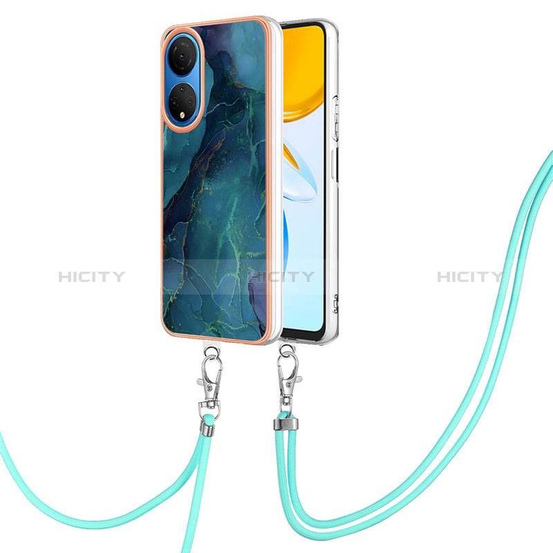 Handyhülle Silikon Hülle Gummi Schutzhülle Flexible Modisch Muster mit Schlüsselband Lanyard Y07B für Huawei Honor X7 groß