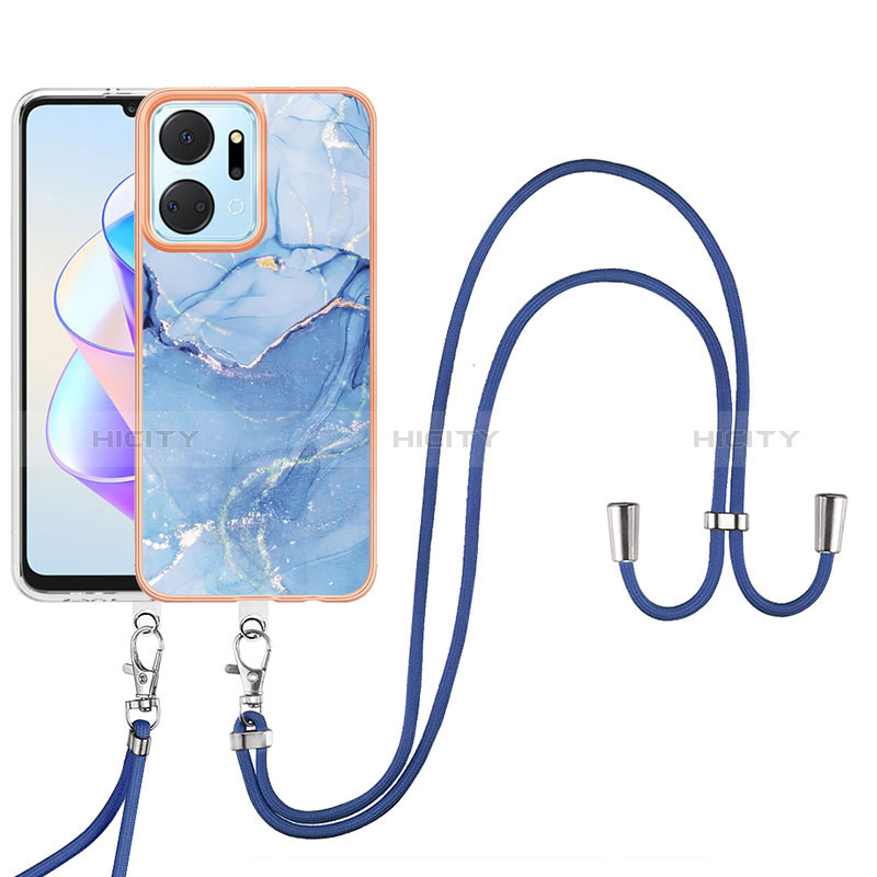 Handyhülle Silikon Hülle Gummi Schutzhülle Flexible Modisch Muster mit Schlüsselband Lanyard Y07B für Huawei Honor X7a