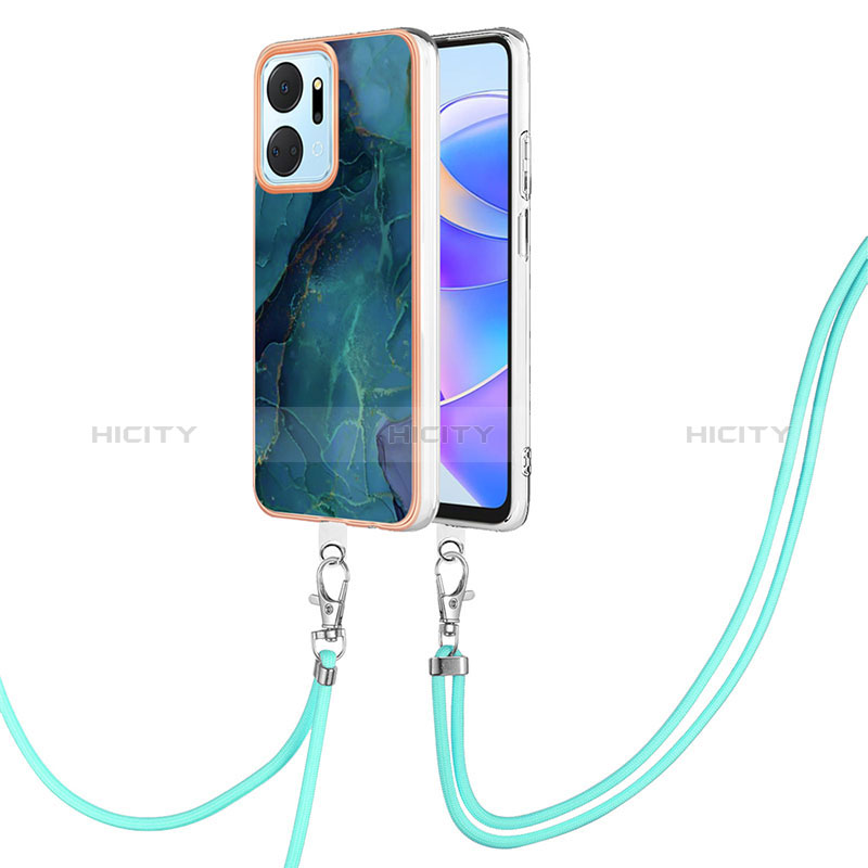 Handyhülle Silikon Hülle Gummi Schutzhülle Flexible Modisch Muster mit Schlüsselband Lanyard Y07B für Huawei Honor X7a