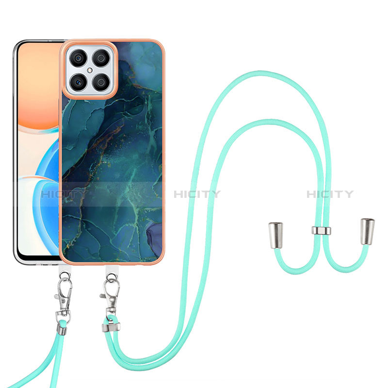 Handyhülle Silikon Hülle Gummi Schutzhülle Flexible Modisch Muster mit Schlüsselband Lanyard Y07B für Huawei Honor X8 4G