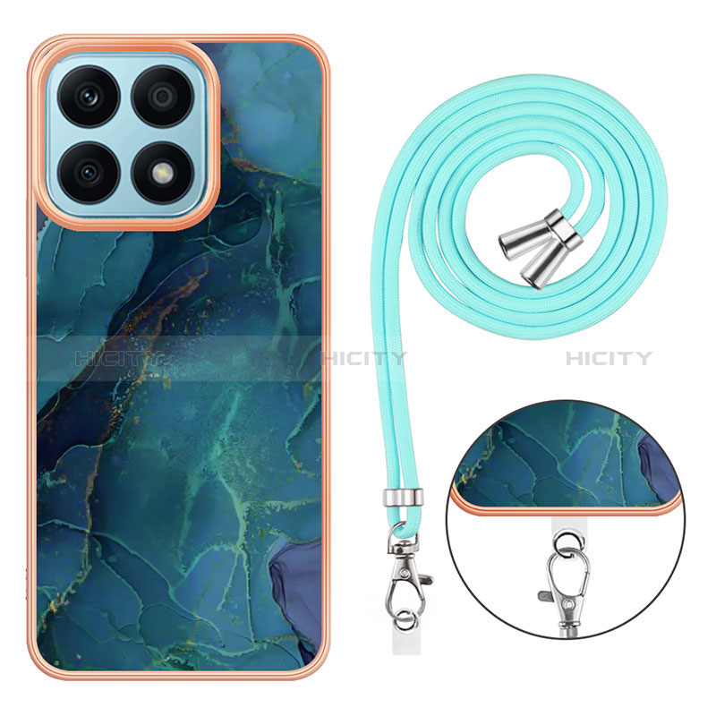 Handyhülle Silikon Hülle Gummi Schutzhülle Flexible Modisch Muster mit Schlüsselband Lanyard Y07B für Huawei Honor X8a 4G