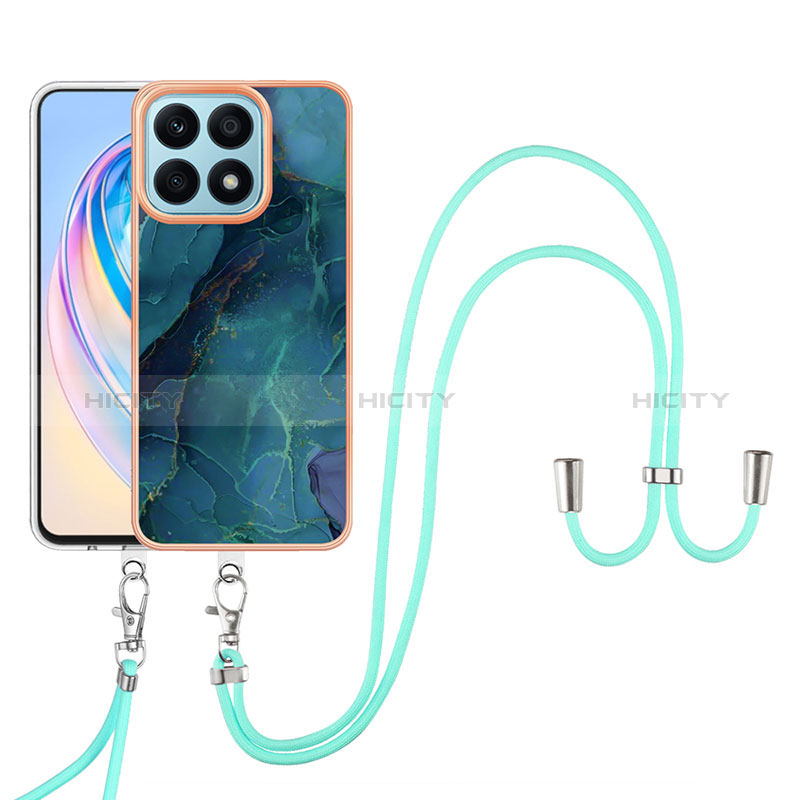 Handyhülle Silikon Hülle Gummi Schutzhülle Flexible Modisch Muster mit Schlüsselband Lanyard Y07B für Huawei Honor X8a 4G