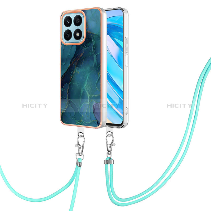 Handyhülle Silikon Hülle Gummi Schutzhülle Flexible Modisch Muster mit Schlüsselband Lanyard Y07B für Huawei Honor X8a 4G