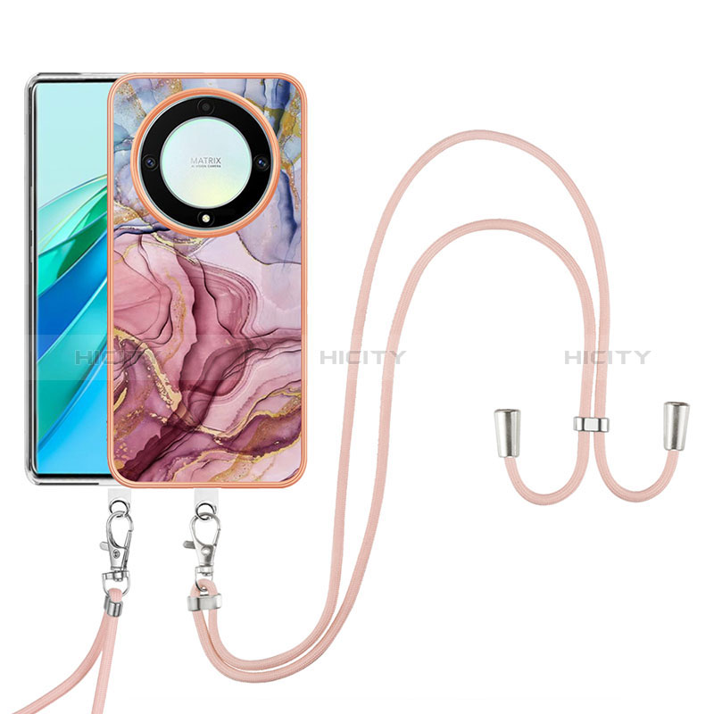 Handyhülle Silikon Hülle Gummi Schutzhülle Flexible Modisch Muster mit Schlüsselband Lanyard Y07B für Huawei Honor X9a 5G groß