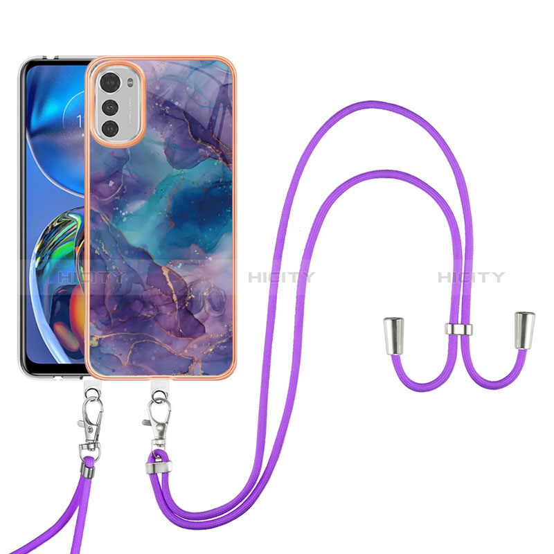 Handyhülle Silikon Hülle Gummi Schutzhülle Flexible Modisch Muster mit Schlüsselband Lanyard Y07B für Motorola Moto E32s