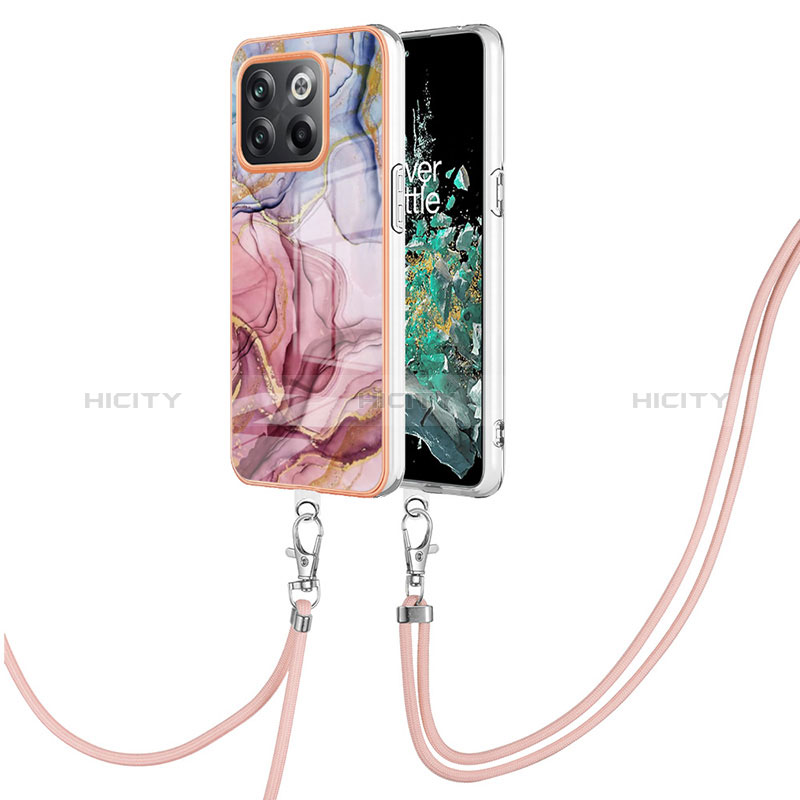 Handyhülle Silikon Hülle Gummi Schutzhülle Flexible Modisch Muster mit Schlüsselband Lanyard Y07B für OnePlus 10T 5G groß