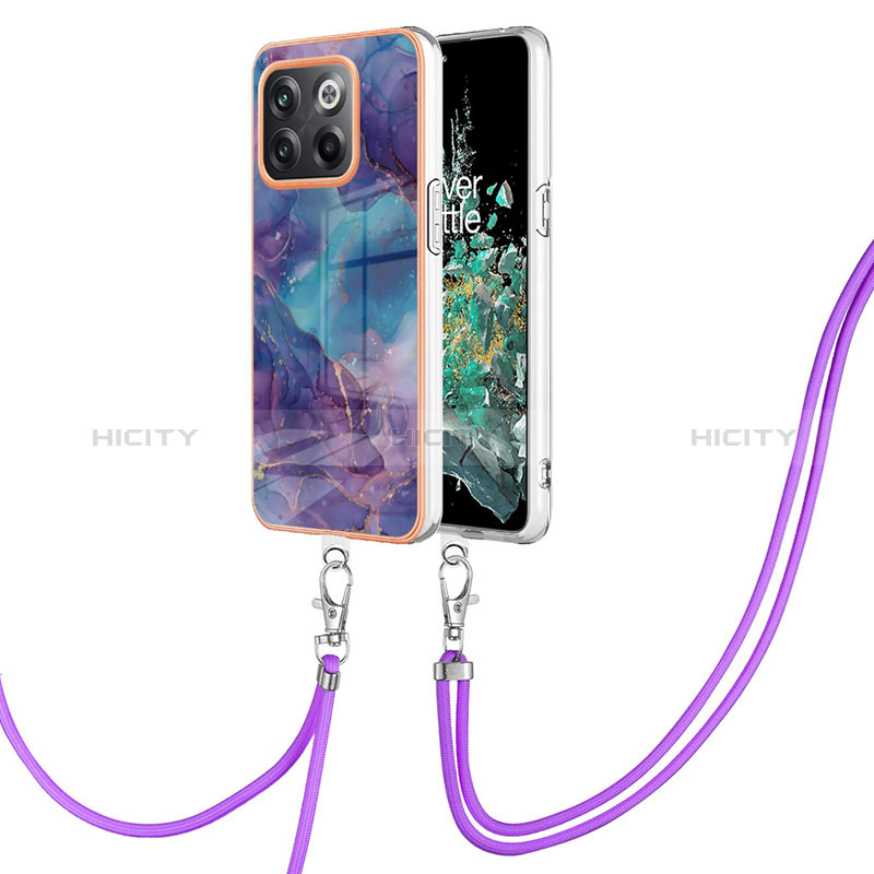 Handyhülle Silikon Hülle Gummi Schutzhülle Flexible Modisch Muster mit Schlüsselband Lanyard Y07B für OnePlus 10T 5G