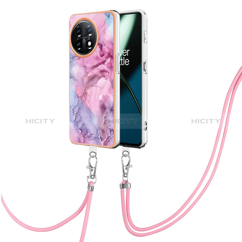 Handyhülle Silikon Hülle Gummi Schutzhülle Flexible Modisch Muster mit Schlüsselband Lanyard Y07B für OnePlus 11 5G groß