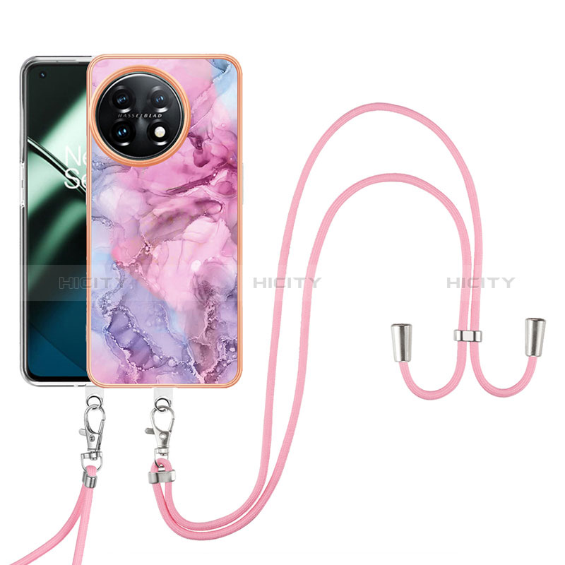 Handyhülle Silikon Hülle Gummi Schutzhülle Flexible Modisch Muster mit Schlüsselband Lanyard Y07B für OnePlus 11 5G groß