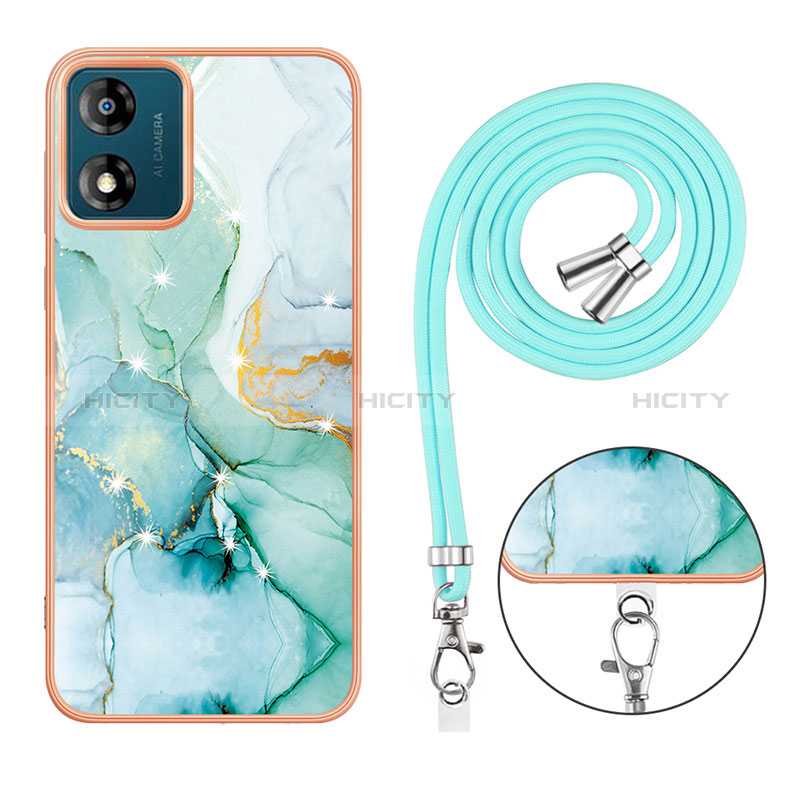 Handyhülle Silikon Hülle Gummi Schutzhülle Flexible Modisch Muster mit Schlüsselband Lanyard YB1 für Motorola Moto E13 groß