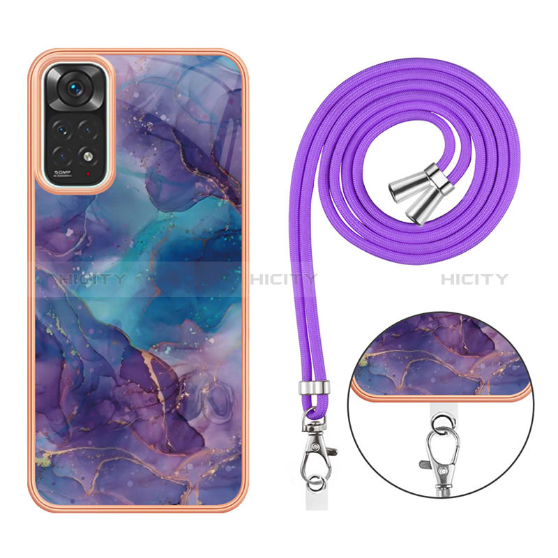 Handyhülle Silikon Hülle Gummi Schutzhülle Flexible Modisch Muster mit Schlüsselband Lanyard YB1 für Xiaomi Redmi Note 11 4G (2022)