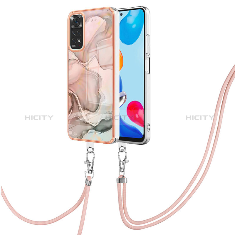 Handyhülle Silikon Hülle Gummi Schutzhülle Flexible Modisch Muster mit Schlüsselband Lanyard YB1 für Xiaomi Redmi Note 11 4G (2022) groß