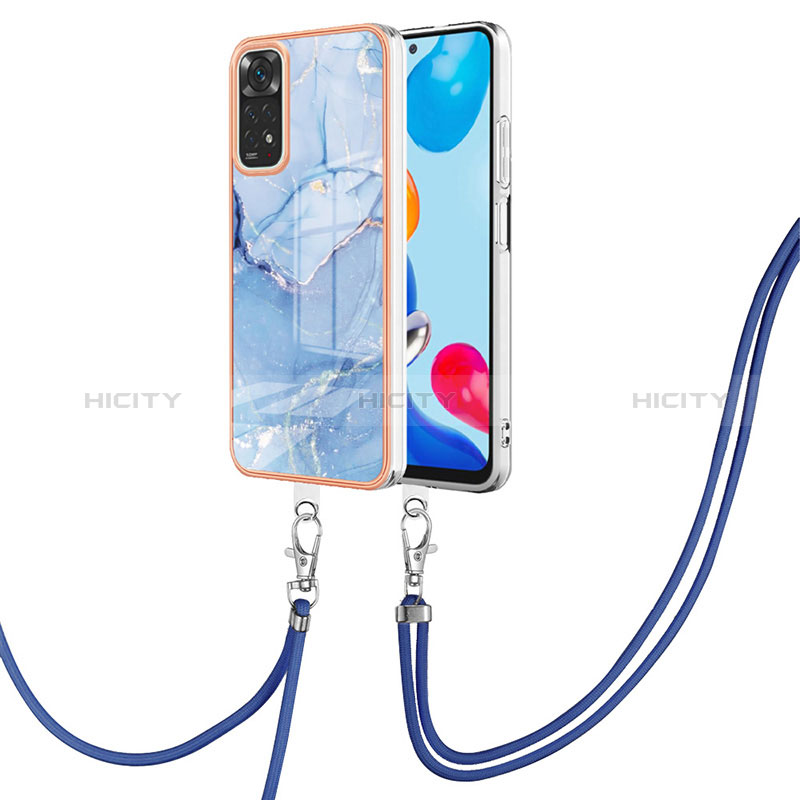 Handyhülle Silikon Hülle Gummi Schutzhülle Flexible Modisch Muster mit Schlüsselband Lanyard YB1 für Xiaomi Redmi Note 11 4G (2022) groß