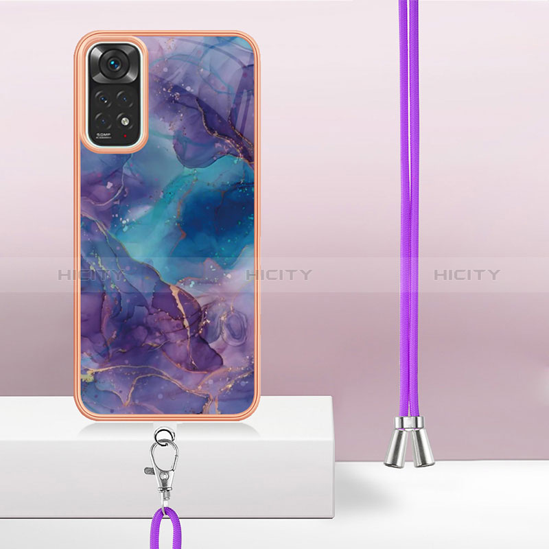 Handyhülle Silikon Hülle Gummi Schutzhülle Flexible Modisch Muster mit Schlüsselband Lanyard YB1 für Xiaomi Redmi Note 11 4G (2022) groß