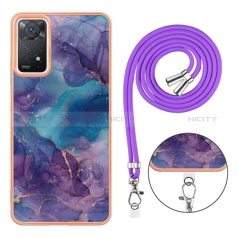 Handyhülle Silikon Hülle Gummi Schutzhülle Flexible Modisch Muster mit Schlüsselband Lanyard YB1 für Xiaomi Redmi Note 11 Pro 4G groß