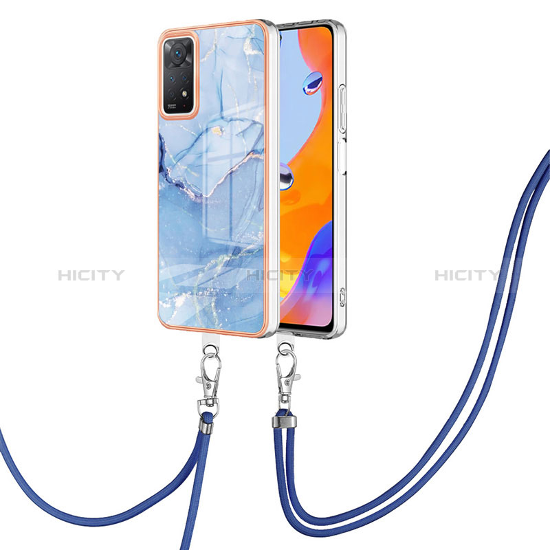 Handyhülle Silikon Hülle Gummi Schutzhülle Flexible Modisch Muster mit Schlüsselband Lanyard YB1 für Xiaomi Redmi Note 11 Pro 4G groß