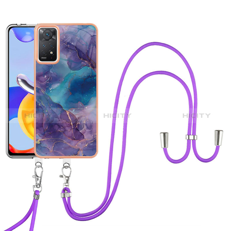 Handyhülle Silikon Hülle Gummi Schutzhülle Flexible Modisch Muster mit Schlüsselband Lanyard YB1 für Xiaomi Redmi Note 11 Pro 4G groß