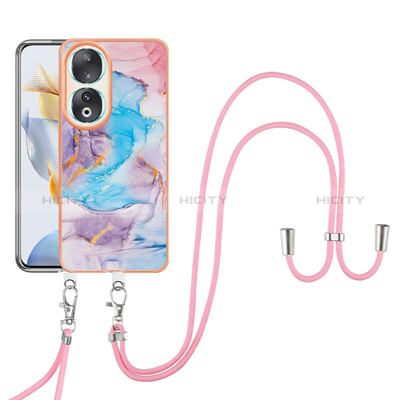 Handyhülle Silikon Hülle Gummi Schutzhülle Flexible Modisch Muster mit Schlüsselband Lanyard YB3 für Huawei Honor 90 5G