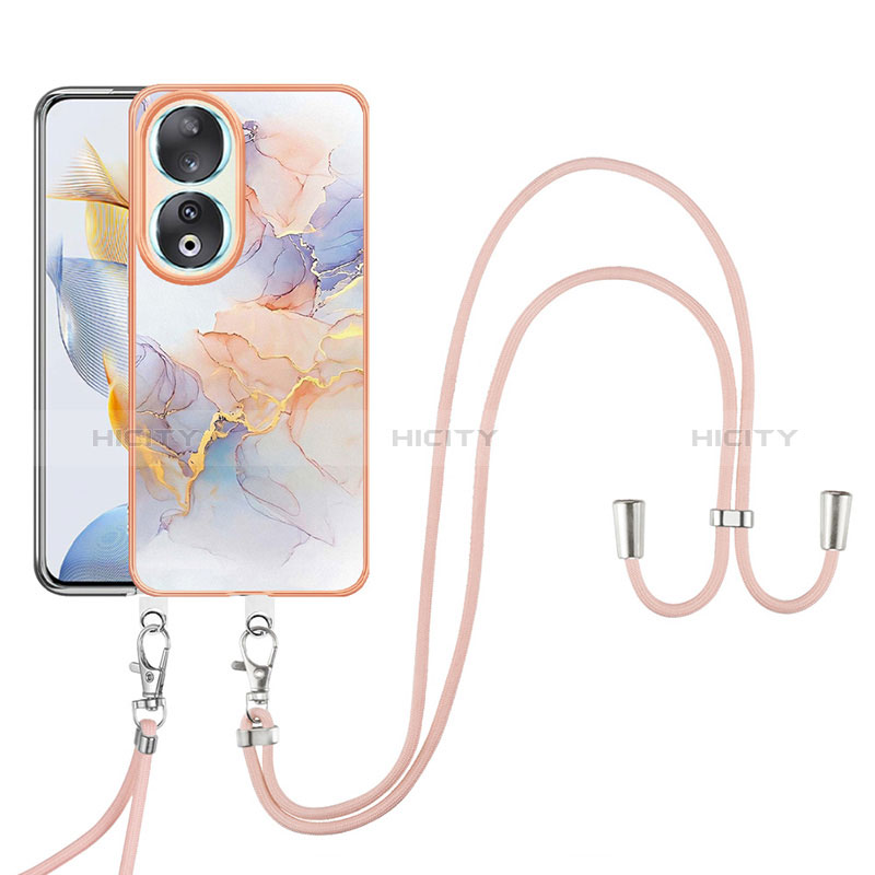 Handyhülle Silikon Hülle Gummi Schutzhülle Flexible Modisch Muster mit Schlüsselband Lanyard YB3 für Huawei Honor 90 5G