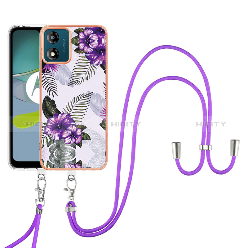 Handyhülle Silikon Hülle Gummi Schutzhülle Flexible Modisch Muster mit Schlüsselband Lanyard YB3 für Motorola Moto E13 groß