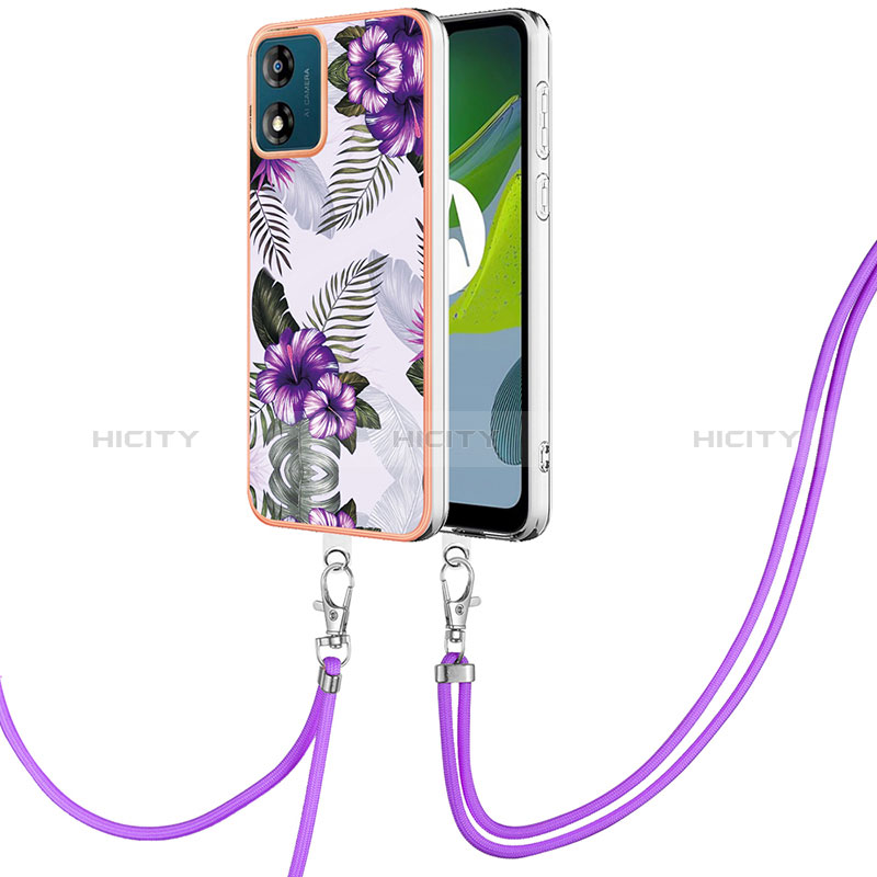 Handyhülle Silikon Hülle Gummi Schutzhülle Flexible Modisch Muster mit Schlüsselband Lanyard YB3 für Motorola Moto E13