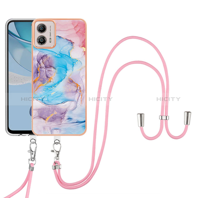 Handyhülle Silikon Hülle Gummi Schutzhülle Flexible Modisch Muster mit Schlüsselband Lanyard YB3 für Motorola Moto G53j 5G