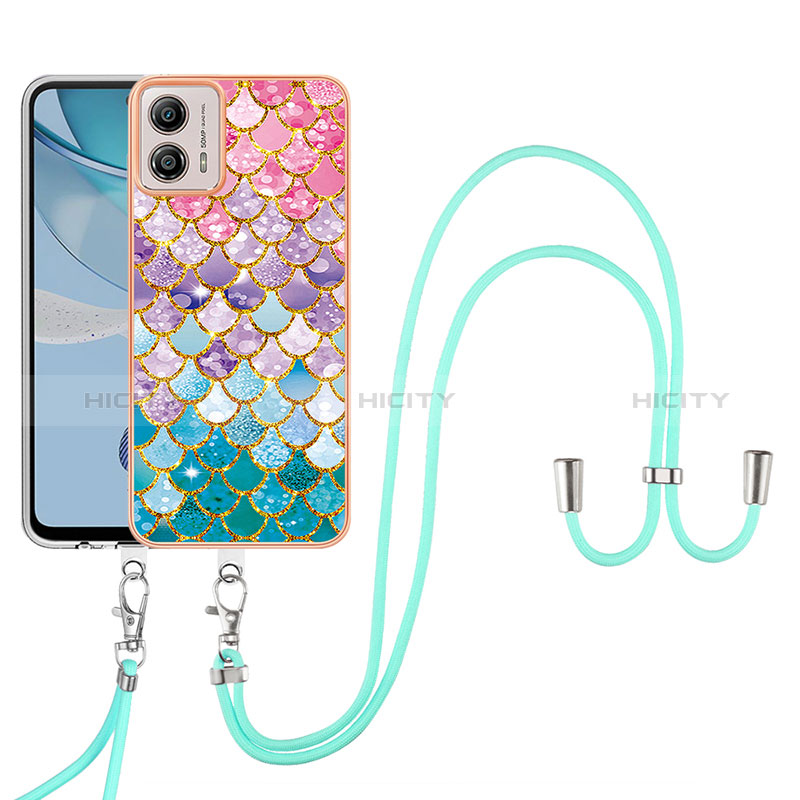 Handyhülle Silikon Hülle Gummi Schutzhülle Flexible Modisch Muster mit Schlüsselband Lanyard YB3 für Motorola Moto G53j 5G