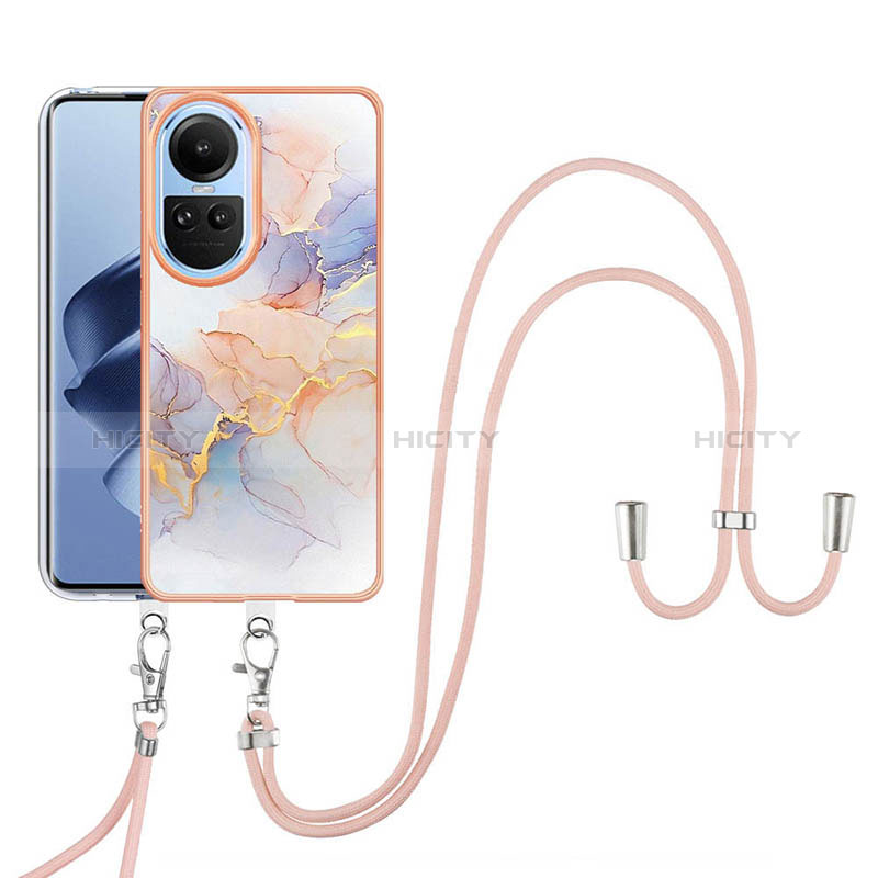 Handyhülle Silikon Hülle Gummi Schutzhülle Flexible Modisch Muster mit Schlüsselband Lanyard YB3 für Oppo Reno10 5G