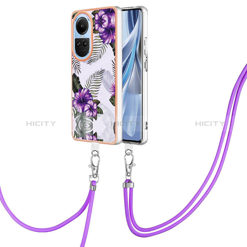 Handyhülle Silikon Hülle Gummi Schutzhülle Flexible Modisch Muster mit Schlüsselband Lanyard YB3 für Oppo Reno10 Pro 5G groß