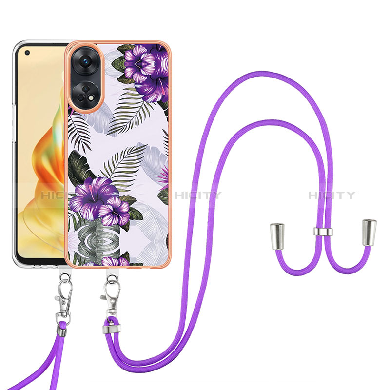 Handyhülle Silikon Hülle Gummi Schutzhülle Flexible Modisch Muster mit Schlüsselband Lanyard YB3 für Oppo Reno8 T 4G groß