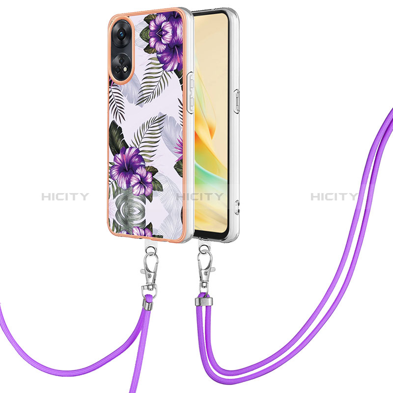 Handyhülle Silikon Hülle Gummi Schutzhülle Flexible Modisch Muster mit Schlüsselband Lanyard YB3 für Oppo Reno8 T 4G