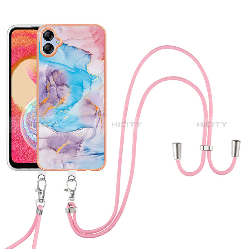 Handyhülle Silikon Hülle Gummi Schutzhülle Flexible Modisch Muster mit Schlüsselband Lanyard YB3 für Samsung Galaxy A04 4G groß