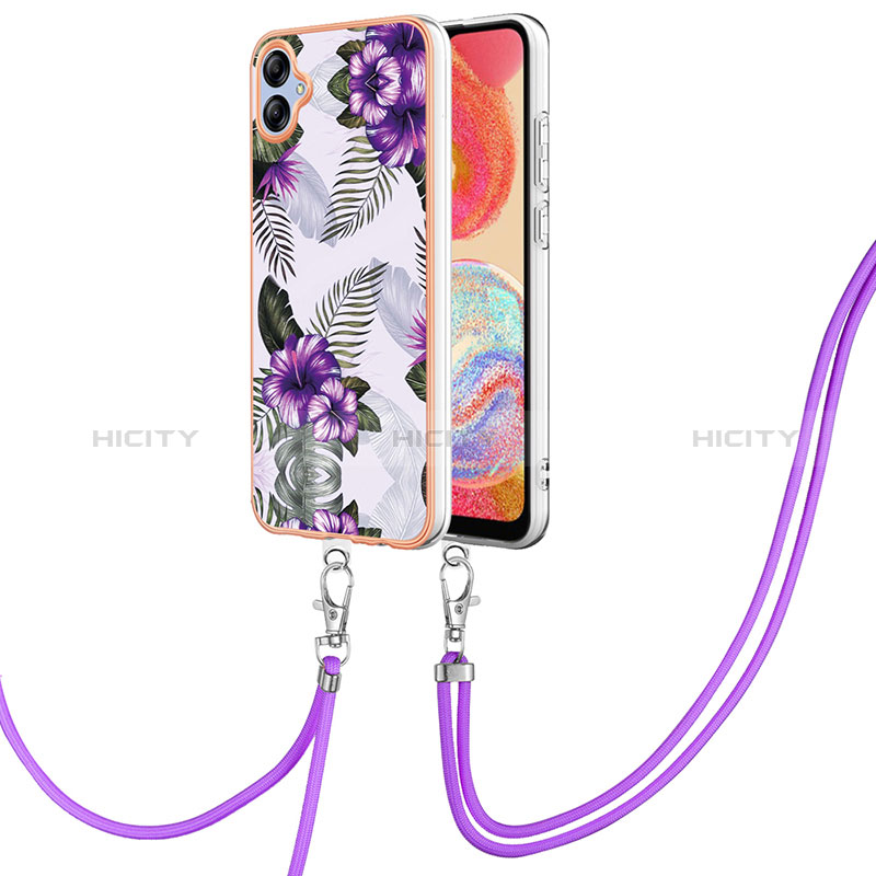 Handyhülle Silikon Hülle Gummi Schutzhülle Flexible Modisch Muster mit Schlüsselband Lanyard YB3 für Samsung Galaxy A04E groß