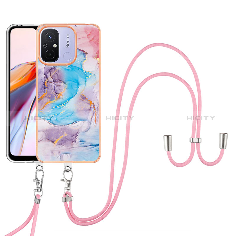 Handyhülle Silikon Hülle Gummi Schutzhülle Flexible Modisch Muster mit Schlüsselband Lanyard YB3 für Xiaomi Poco C55