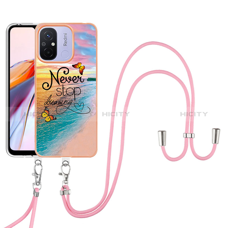 Handyhülle Silikon Hülle Gummi Schutzhülle Flexible Modisch Muster mit Schlüsselband Lanyard YB3 für Xiaomi Poco C55 Plusfarbig Plus