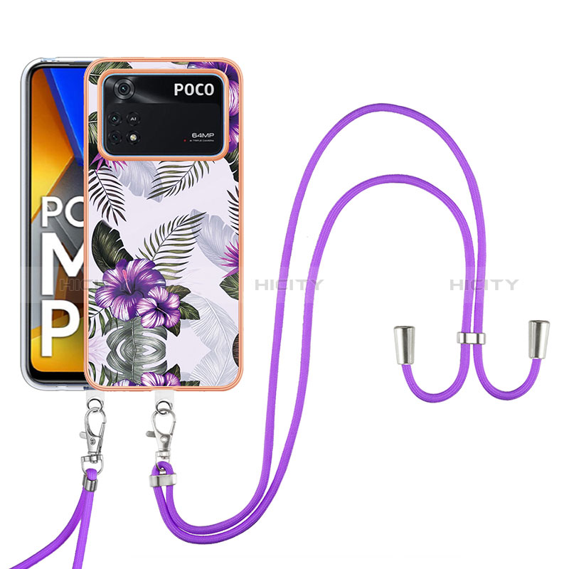 Handyhülle Silikon Hülle Gummi Schutzhülle Flexible Modisch Muster mit Schlüsselband Lanyard YB3 für Xiaomi Poco M4 Pro 4G