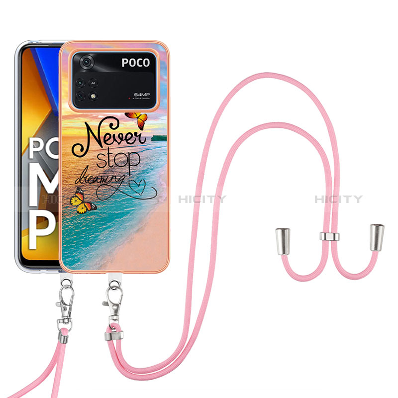 Handyhülle Silikon Hülle Gummi Schutzhülle Flexible Modisch Muster mit Schlüsselband Lanyard YB3 für Xiaomi Poco M4 Pro 4G