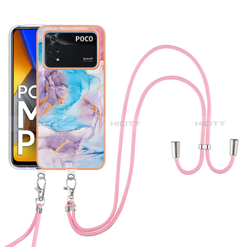 Handyhülle Silikon Hülle Gummi Schutzhülle Flexible Modisch Muster mit Schlüsselband Lanyard YB3 für Xiaomi Poco M4 Pro 4G