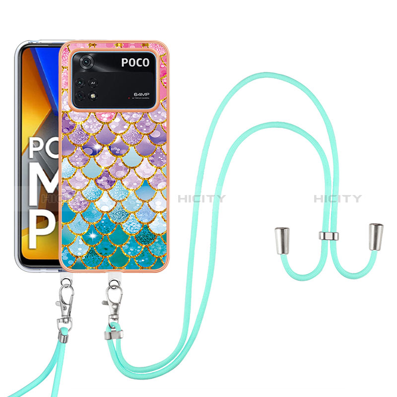 Handyhülle Silikon Hülle Gummi Schutzhülle Flexible Modisch Muster mit Schlüsselband Lanyard YB3 für Xiaomi Poco M4 Pro 4G