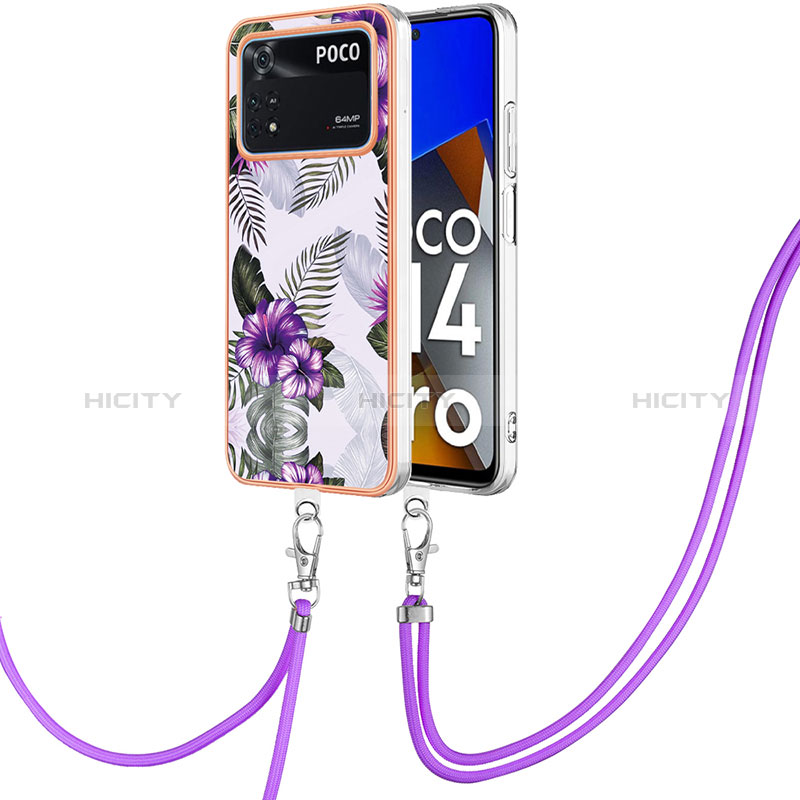 Handyhülle Silikon Hülle Gummi Schutzhülle Flexible Modisch Muster mit Schlüsselband Lanyard YB3 für Xiaomi Poco M4 Pro 4G