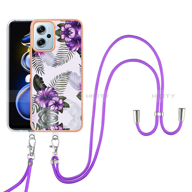 Handyhülle Silikon Hülle Gummi Schutzhülle Flexible Modisch Muster mit Schlüsselband Lanyard YB3 für Xiaomi Poco X4 GT 5G groß