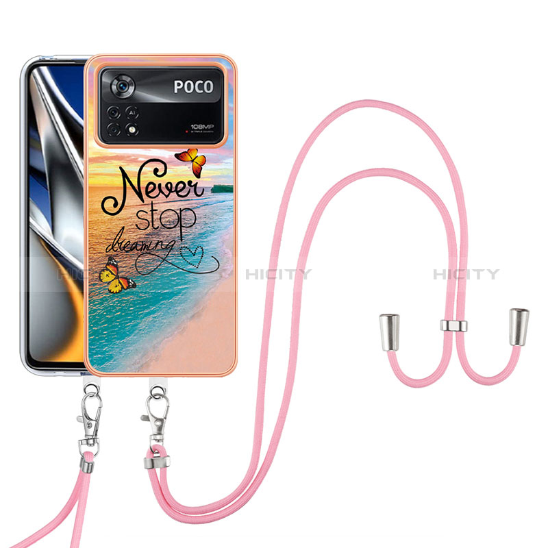 Handyhülle Silikon Hülle Gummi Schutzhülle Flexible Modisch Muster mit Schlüsselband Lanyard YB3 für Xiaomi Poco X4 Pro 5G groß