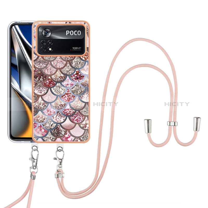 Handyhülle Silikon Hülle Gummi Schutzhülle Flexible Modisch Muster mit Schlüsselband Lanyard YB3 für Xiaomi Poco X4 Pro 5G groß